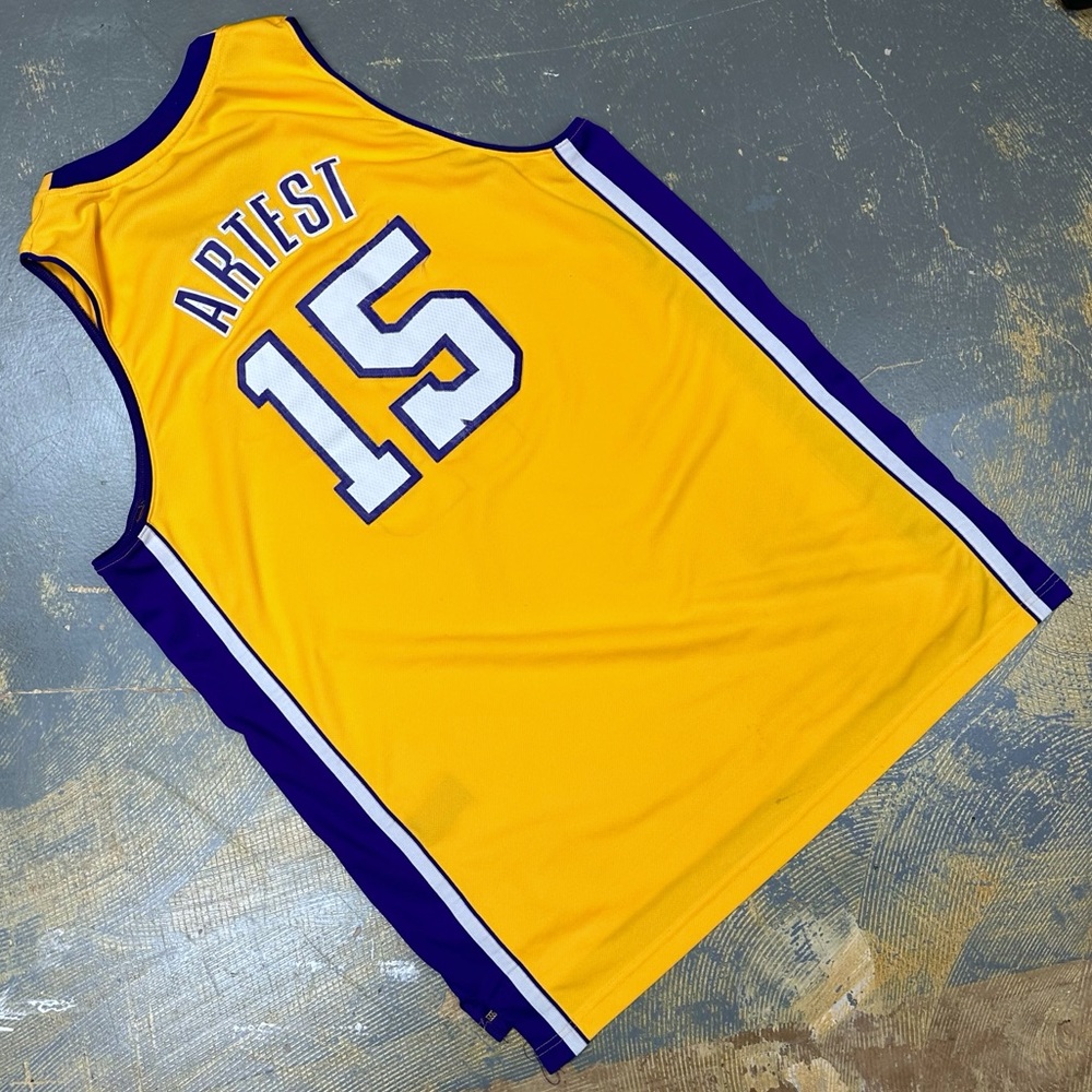 Adidas Ron Artest Los Angeles Swingman Jersey 15 NBA Gold Basketball Metta